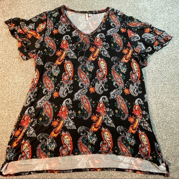 Est 1946 Paisley Black SS Blouse Size XL - Picture 1 of 7